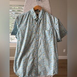 Kennington of California Men's Geometric Cotton Button-Up Shirt M Short Sleeve